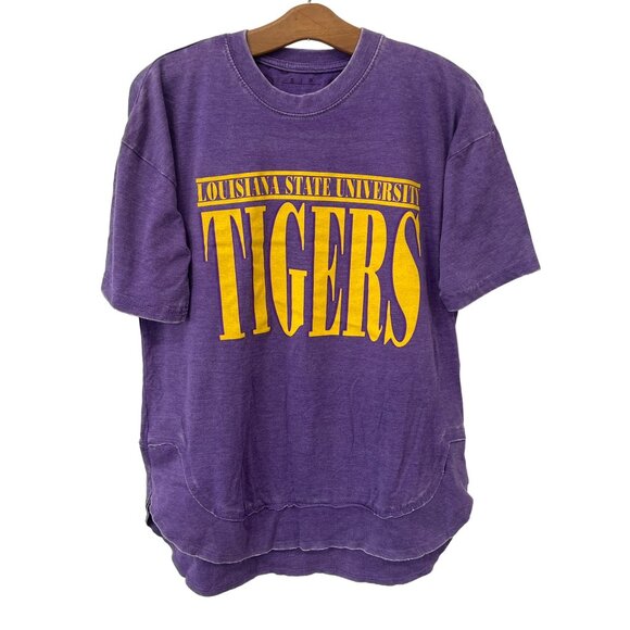 Louisiana State University Tigers Presbox Sz Small Purple Burn Wash Poncho Tee - Picture 1 of 6